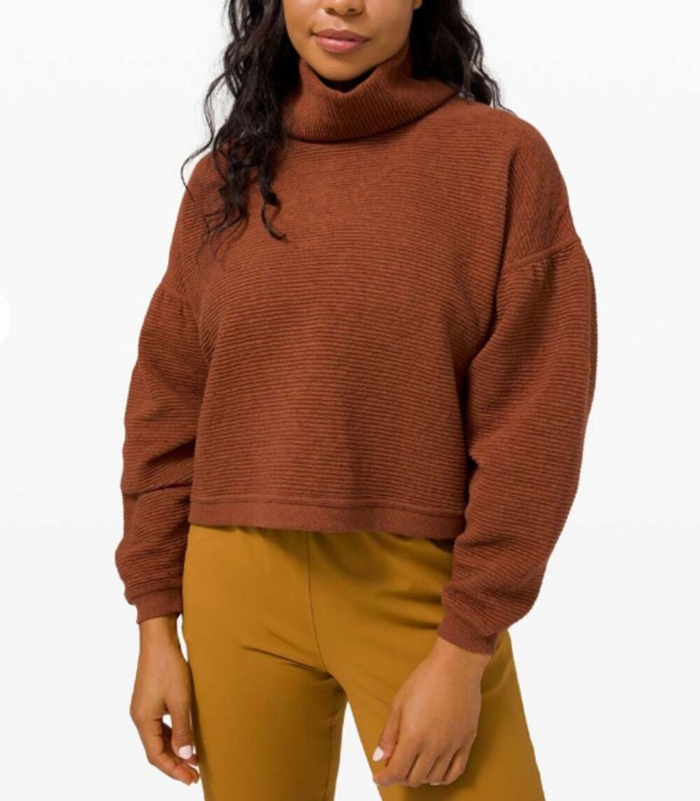 Lululemon Peaceful Moments Pullover Heathered Ancient Copper Rust Brown 12